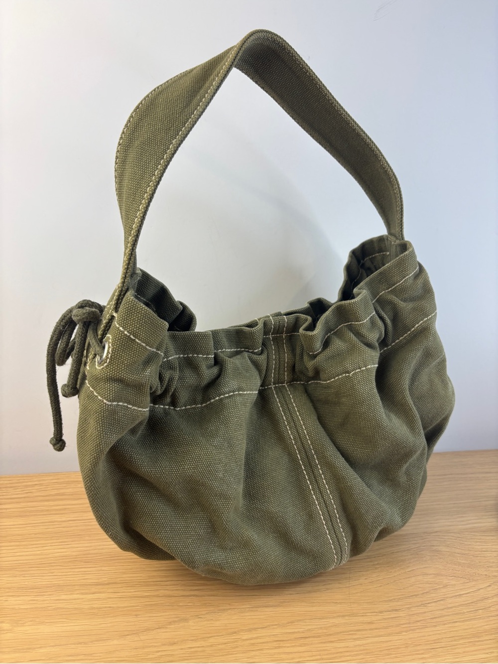 Vintage Y2K Olive Green Denim‎ GAP Utility Style Drawsting Bag